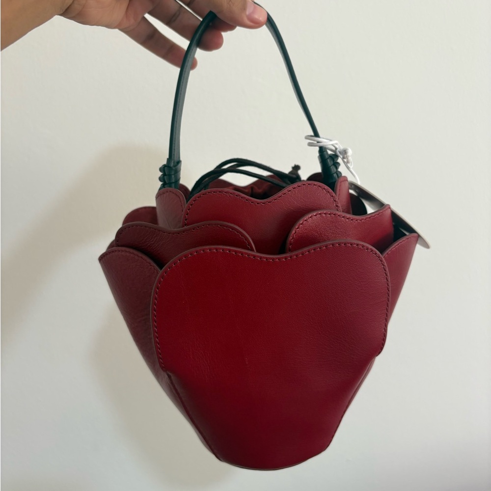 STAUD Red Mini Rose Leather Bag